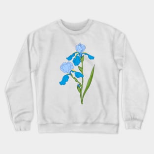 blue iris. branch with blue iris flower Crewneck Sweatshirt